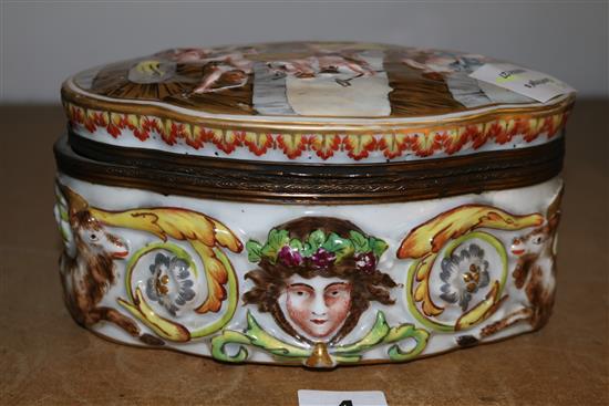 Capo di Monte ormolu mounted lidded casket